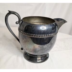 Vintage Sheridan Silver on Copper Water Pitcher Ice Lip Handle 64 oz. Tarnished